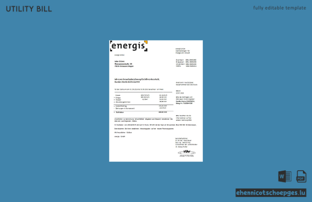 Beispiel einer deutschen Energierechnung (Vorschau)